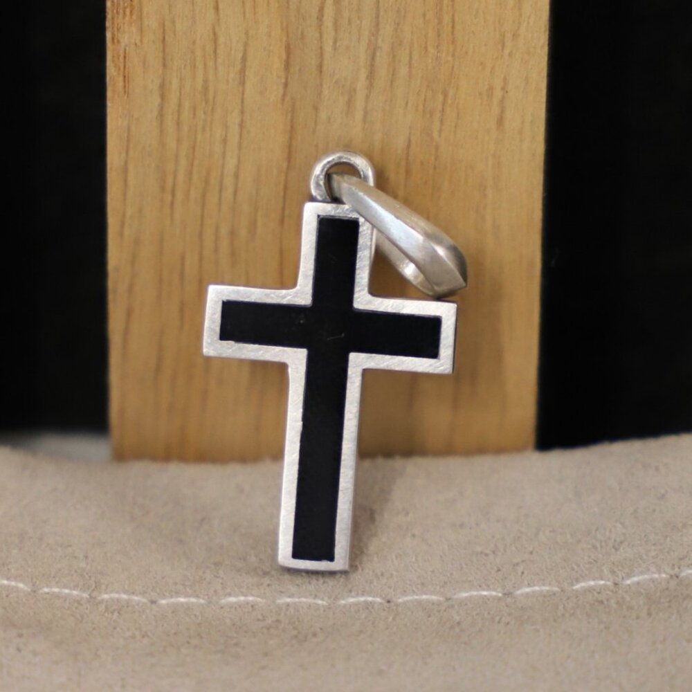 David Yurman Men's Sterling Silver Exotic Stone Cross with Black Onyx